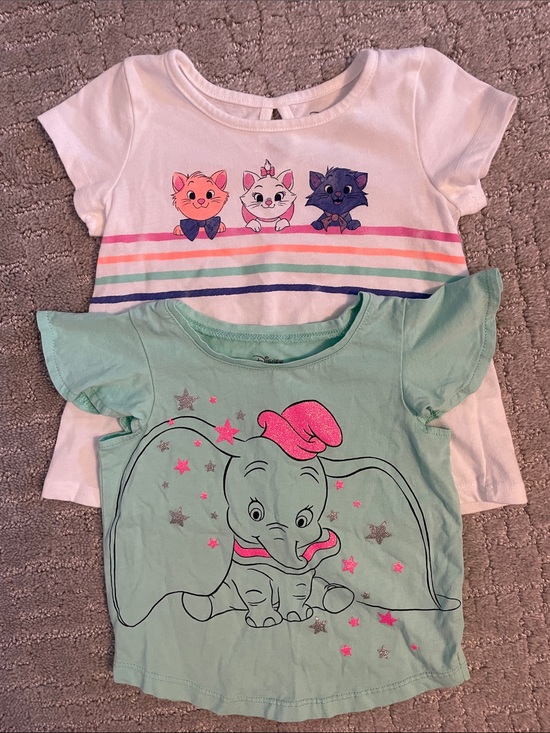Disney Other - Disney Girls Short-Sleeve Tees in White and Mint with Dumbo & Kitten Prints